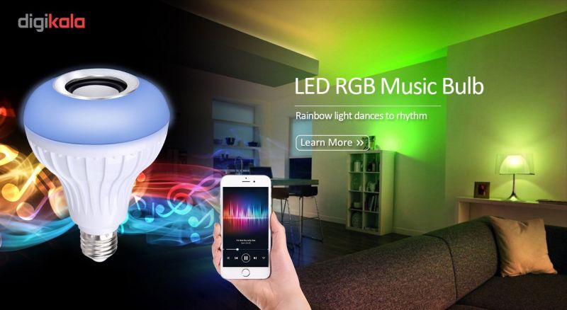 لامپ هوشمند و اسپیکر بلوتوث دیوایس کد Music Bulb