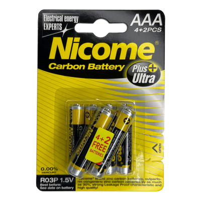 باتری نیم قلمی نیکوم مدل Carbon بسته شش عددی